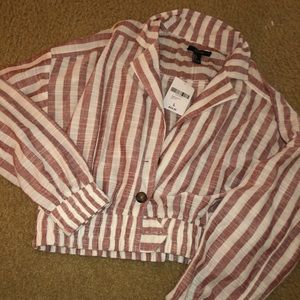 Pink Striped Collared Top